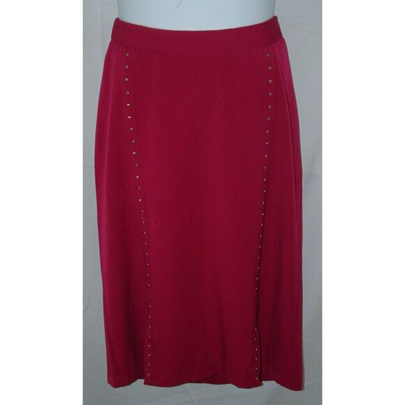 CATHERINES Plus Sz 0X Church Office Elastic Comfort Waist Studded Lined Skirt - Picture 1 of 5